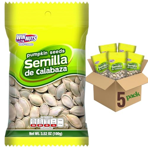 WINNUTS Roasted & Salted Pumpkin Seeds to Eat (5 Pack, 3.52 Oz Each) | Pepitas Roasted Salted | Crunchy Energy Snack, Perfect for Salads & Topping | On-The-Go Pouches