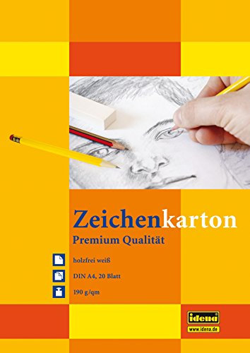 Zeichenkarton, DIN A4, 20 Blatt, 190g/m², holzfrei weiß (190g/m², 1 Block)