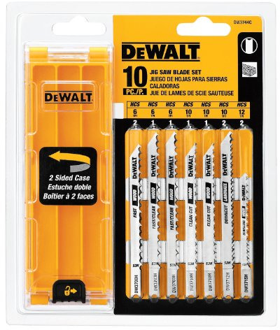 Dewalt 10-Piece Assorted U-Shank Jig Saw Blade Set with Case, Silver (DW3744C)