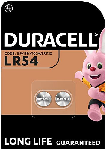 Duracell pilas alcalinas especiales LR54 de 1,5 V (paquete de 2) (189/LR1130) – Larga duración – Termómetros, calculadoras, relojes, dispositivos médicos – 5 años de vida útil - Prevención de fugas