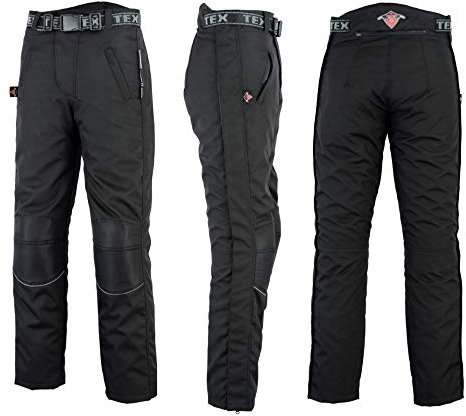 Texpeed Motorradhose Überhose mit protektoren herren und voller Reißverschluss - Textil Wasserdicht Motorroller Motorrad Bikerin Mit Schutz (EN 1621-1) - Schwarz