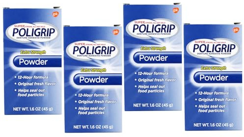 Super Poligrip Denture Adhesive Powder-1.6 oz (Pack of 4) by Super Poli-Grip