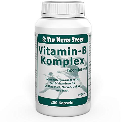 Vitamin B Komplex hochdosiert vegane Kapseln 200 Stk. - Nahrungsergänzungsmittel mit B-Vitaminen für Stoffwechsel, Nerven, Gehirn und Haut