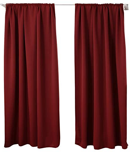 WOLTU Cortinas Opacas 2 Pieza Cortina Gruesa Térmicas Aislantes Moderno Decoración Ventanas para Dormotorio Habitacion Sala Salon 135x225 cm Burdeos