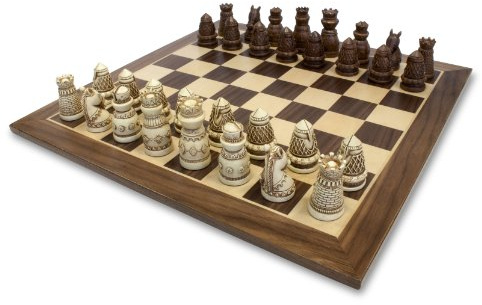 WE Games Medieval Themed Chess Set - Wooden Chess Board with Intricate Polystone Chess Pieces, Chess Sets for Adults, 15 in.