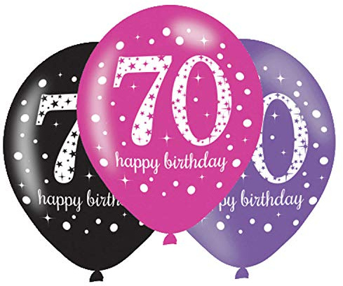 Amscan 9900723 - 6 Latexballons Pink Celebration 70 Jahre 27,5 cm / 11, Luftballon