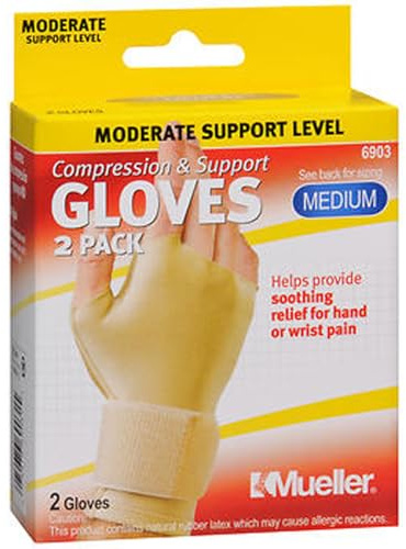 Mueller Compression Wrist Gloves-Medium 7.5 in. - 8.5 in