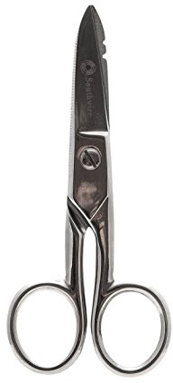 Southwire Electrician's Scissors - Designed for Wire Stripping & Cutting - Tempered Steel Blades - Corrosion-Resistant Nickel-Plated Finish - Integrated Scraper & File - Standard Size