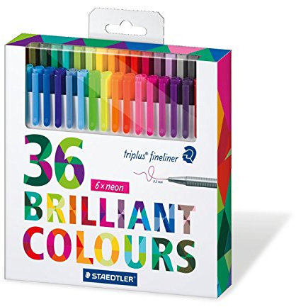 STAEDTLER 334 C36JB triplus Fineliner (dreikant, Set mit 36 brillanten Farben, Promotion 26 + 10 gratis, hohe Qualität, superfeine Spitze, Linienbreite ca. 0.3 mm)