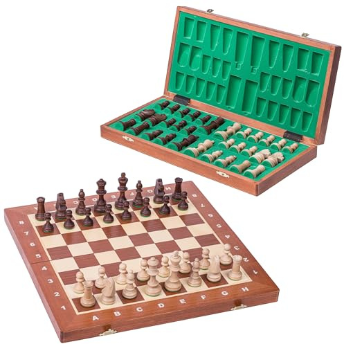 Square - Professionnel Échecs en Bois Tournoi N° 4 - Acajou - Échiquier & Pièces d'échecs lestées Staunton 4