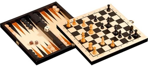 Philos 2511 - Reise-Schach-Backgammon-Dame-Set, Feld 30 mm, Königshöhe 47 mm
