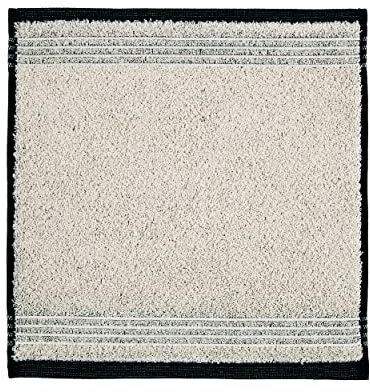 möve Eden Seiftuch Biesenbordüre 30 x 30 cm aus 80 % Baumwolle / 20 % Leinen, nature / black