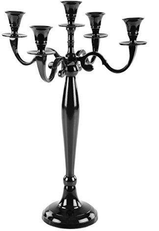 Gräfenstayn® Kerzenleuchter 1, 3 oder 5-armig Kerzenständer - Verschiedene Größen - Leuchter Kandelaber in Silber, Schwarz, Weiß oder Gold (M, Schwarz)