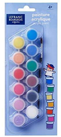 Lefranc Bourgeois - Peinture acrylique pour enfants - 12 pots de 5ml