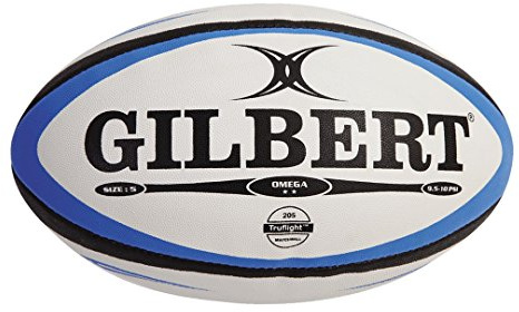 GILBERT Omega Rugby Match Ball, Blue/Black, 5