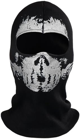 WEWOM Sturmmaske Totenschädel mit 2 Öffnungen für die Augen Schwarz (Ghost)