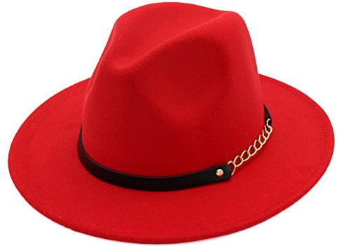 doublebulls hats Hut für Damen und Mädchen, modisch, Herbst, Winter, Retro, Jazz, Trilby, Rot, rot, 6 7/8/7 1/8