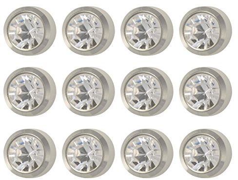 Caflon Surgical Steel White Stone Color 4mm Ear Piercing Earring Studs 12 Pair White Metal