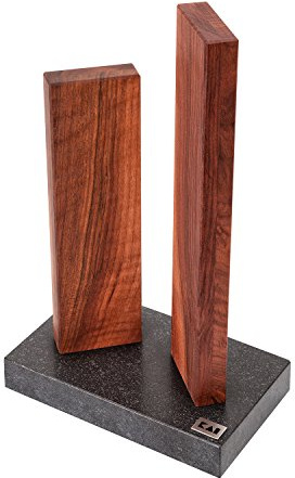 KAI blocco portacoltelli magnetico piccolo Stonehenge in noce con base in granito - Legno premium - Spazio per 4 coltelli - Dimensioni 18 x 10 x 28-30 cm