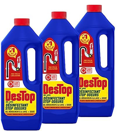 DESTOP Gel Déboucheur Canalisation Stop Odeurs - Le lot de 3 x 1L
