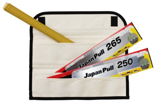 TAJIMA Pull-Stroke Saw Set - 16 TPI & 19 TPI Japanese Flush Cut Hand Saw Kit with Quick-Release Blade & Tri-Fold Canvas Carry Case - JPR-Set