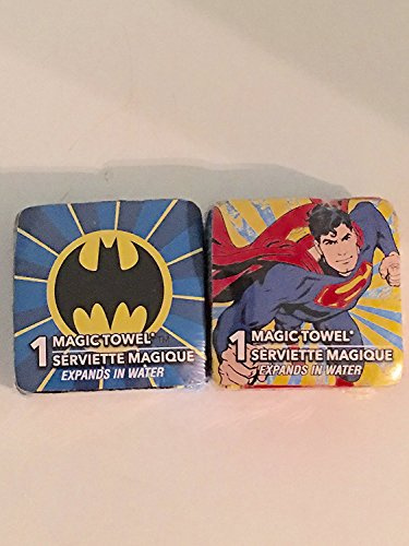 1 Batman vs 1 Superman Pop Up Magic Towel Washcloth Set - Varied Designs