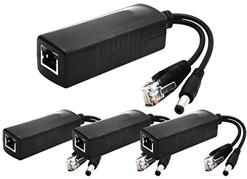ANVISION 4-Pack PoE Splitter, DC 12V Output, IEEE 802.3af Compliant, for Non-PoE IP Camera AP Router Voip Phone, AV-PS12
