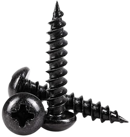Merriway BH03560 1/2-tum x 6 svart japansk slitsad rundskruv - paket med 40