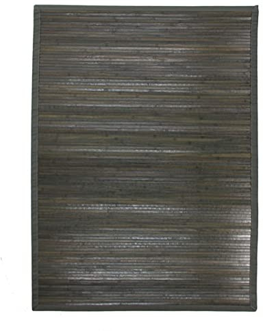 Solo Bamboo - Tapis en Bambou Larges Lattes et ganse Gris 120x170