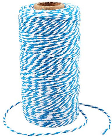 G2PLUS 100M Ficelle Coton Noël Ficelle Bleu et Blanc 2MM Ficelle Cadeau Decorative Cordes pour l'emballage de Cadeaux de Noël et Bricolage Artisanat