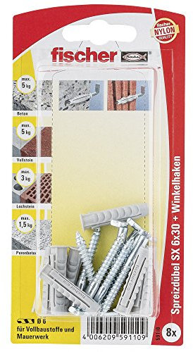 Unbekannt Spreizdübel SX 6 x 30 H K SB-Karte, 8 x Winkelhaken 4,2 x 40, 059110