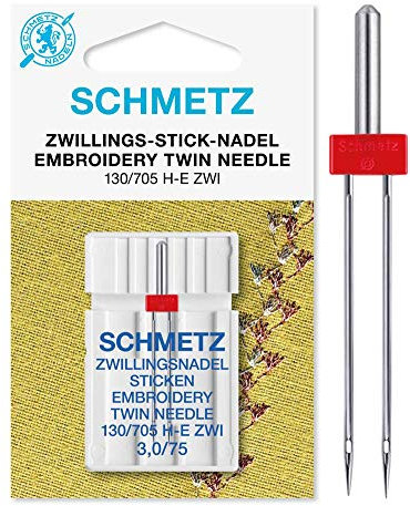 SCHMETZ | 1 Nähmaschinennadel | Zwillings-Stick | 130/705 H-E ZWI 3.0 | Nadeldicke 75/11 | auf jeder gängigen Haushaltsnähmaschine einsetzbar