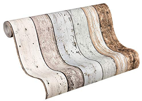 A.S. Création Vliestapete New England 2 Tapete in Holz Optik fotorealistische Holztapete maritime Optik 10,05 m x 0,53 m beige blau braun Made in Germany 855039 8550-39