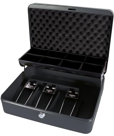 Cathedral Products | The Ultimate Cash Box with Foam Lining and Cantilever Coin Tray - Black