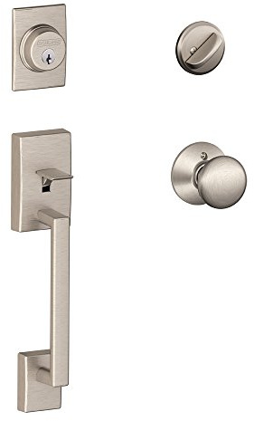 SCHLAGE F60 CEN 619 Century Single Cylinder Handleset and Plymouth Knob, Satin Nickel