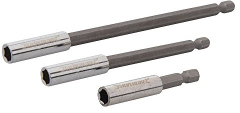 Silverline 724109 - Supporto magnetico per punte per cacciavite, 3 pezzi, 60, 100, 150 mm