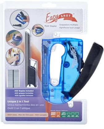 Arrow 5650DTB-6 Easy Shot Staple Gun, Manual Stapler for Decorating and Crafts, Includes Stapling base and 400 JT21 Staples, Blue