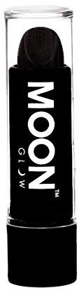 Moon Glow Barra de labios neón UV - Barra de labios de color neón brillante - Brilla bajo los rayos UV Negro 1 Unidad (Paquete de 1)