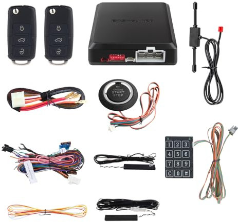 EASYGUARD EC002-V PKE Car Alarm System Remote Starter Push Button Password keypad Keyless Go System Uncut Key Blade