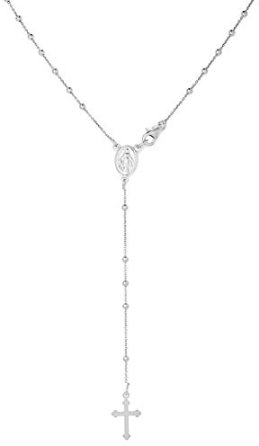 inSCINTILLE I Rosari Collana Uomo Donna Rosario in Argento 925 con Croce Pendente varie misure sfere e lunghezze, confezione regalo inclusa (Sfera: 2 mm, Argento, Lunghezza: 50 cm)