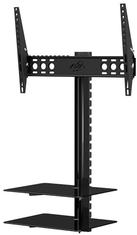 AVF TV Mount With Shelves - All-in-One Tilt & Turn TV Wall Bracket with Built-in Glass AV Shelving - For Screens Up to 60 and 45kg - ESL822B