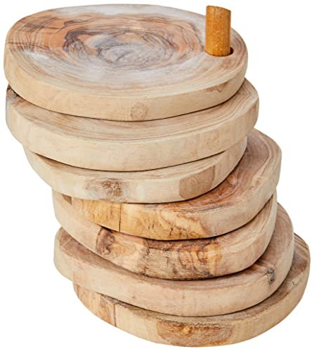 Naturally Med Juego de Posavasos rústicos de Madera de Olivo