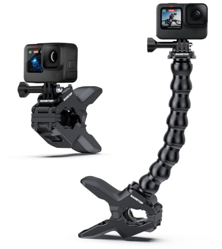 Sametop Jaws Flex Clamp Clip Mount Gooseneck Mounts Compatible with GoPro Hero 13 12 11 10 9 8 7 6 5 4 Session 3+ 3 2 1 Max DJI Osmo Akaso Action Cameras