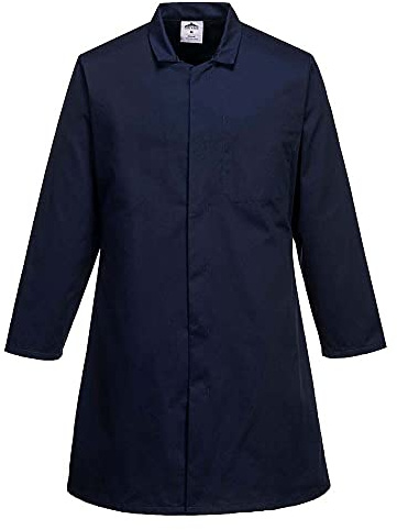 Portwest 2202 Livsmedelssäkerhet Arbetskläder Kappa Inre Bröstficka Hållbar | Marinblå, XL, 1 Ficka, Unisex, Polybomull, Tryckknappar Fram, Främre Knappstängning, Dold Framficka, Polyester, Med Dragkedja