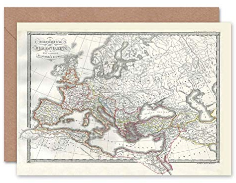 Wee Blue Coo 1850 MAP ROMAN EMPIRE DIVIDED EAST WEST ANCIENT ROME GREETINGS CARD