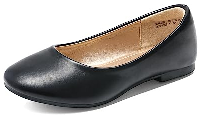 DREAM PAIRS ballerinaskor för flickor, Svart pu, 32 EU