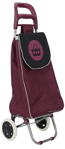 ENTRE TEMPS - SH1541 Chariot de Course 2 Roues Polyester - Design Coloré - Capacité 50L - Pochette Zippée - 34x30x96 cm - Modèle Aléatoire - Rouge/Bleu/Jaune/Gris