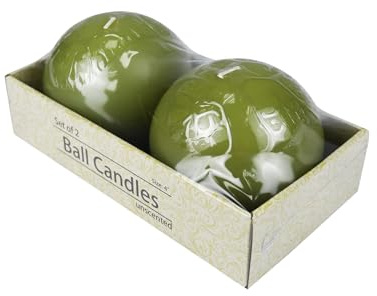 Zest Candle 2-Piece Ball Candles, 4-Inch, Sage Green