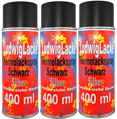 3 Thermolack Spray 400ml Schwarz Auspuff Motor Autolack