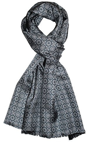 Lorenzo Cana - Herren Schal Wendeschal harmonische Farben - Vorderseite bedruckte Seide - Rückseite gewebte Wolle - 30 cm X 160 cm - 8914511